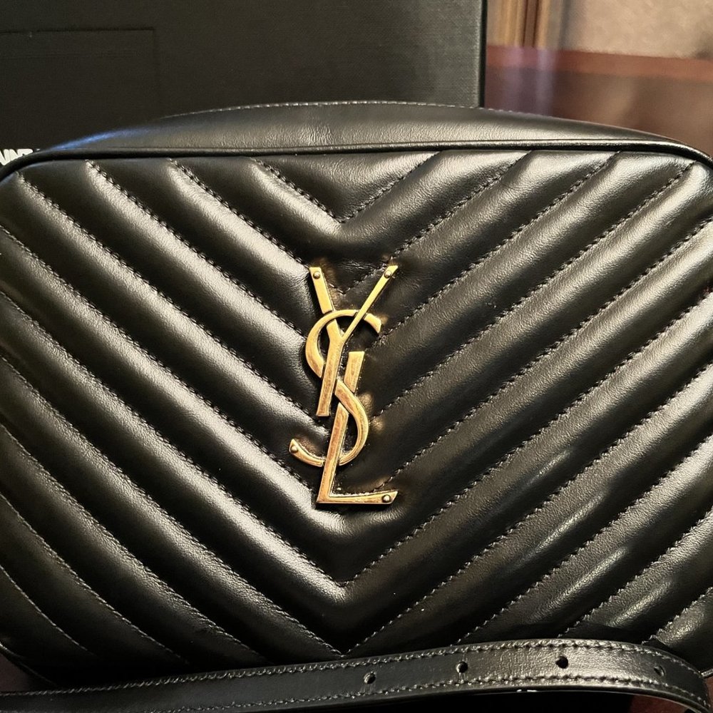 Gently Used YSL Lou Crossbody Camera Bag (black) with Bronze Hardware